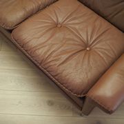 Brown leather sofa, Danish design, 1960s, manufactured by AS Vejen Polstermøbe