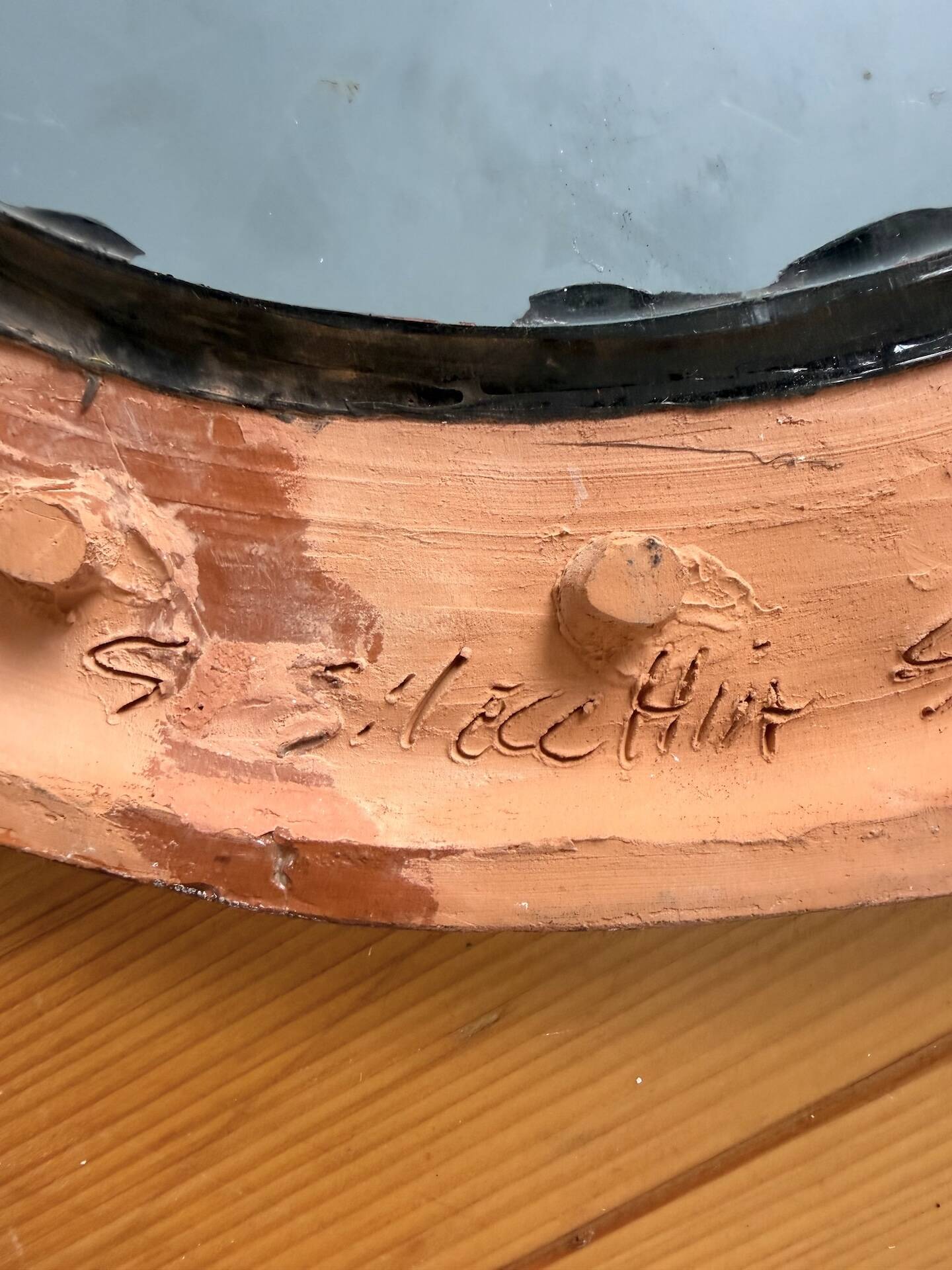 Art mirror Italy in ceramic from the 90s.