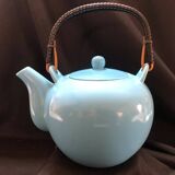 Chinese style teapot in azure blue enameled porcelain work from the 60s and 70s