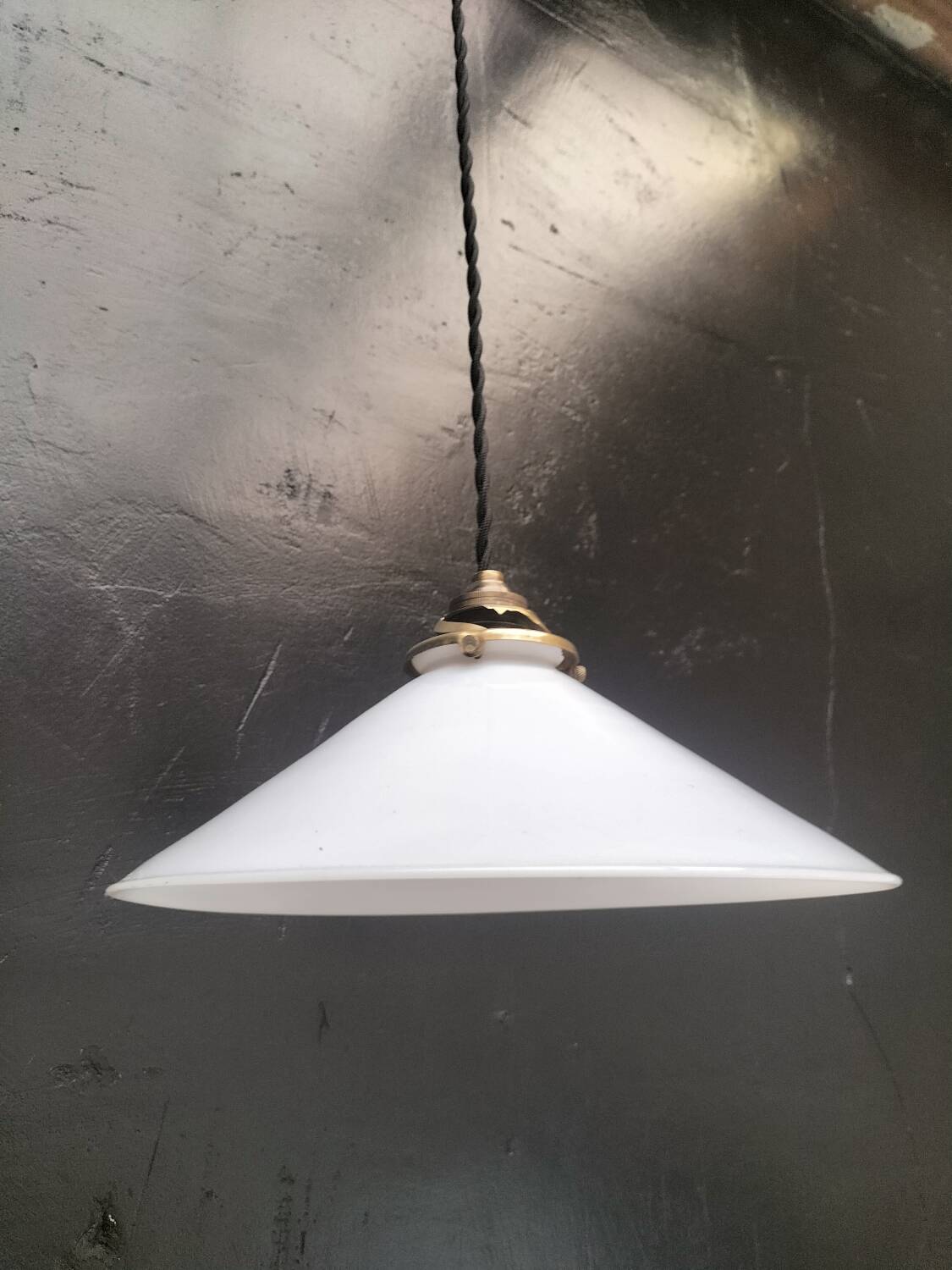 Opaline cone pendant light