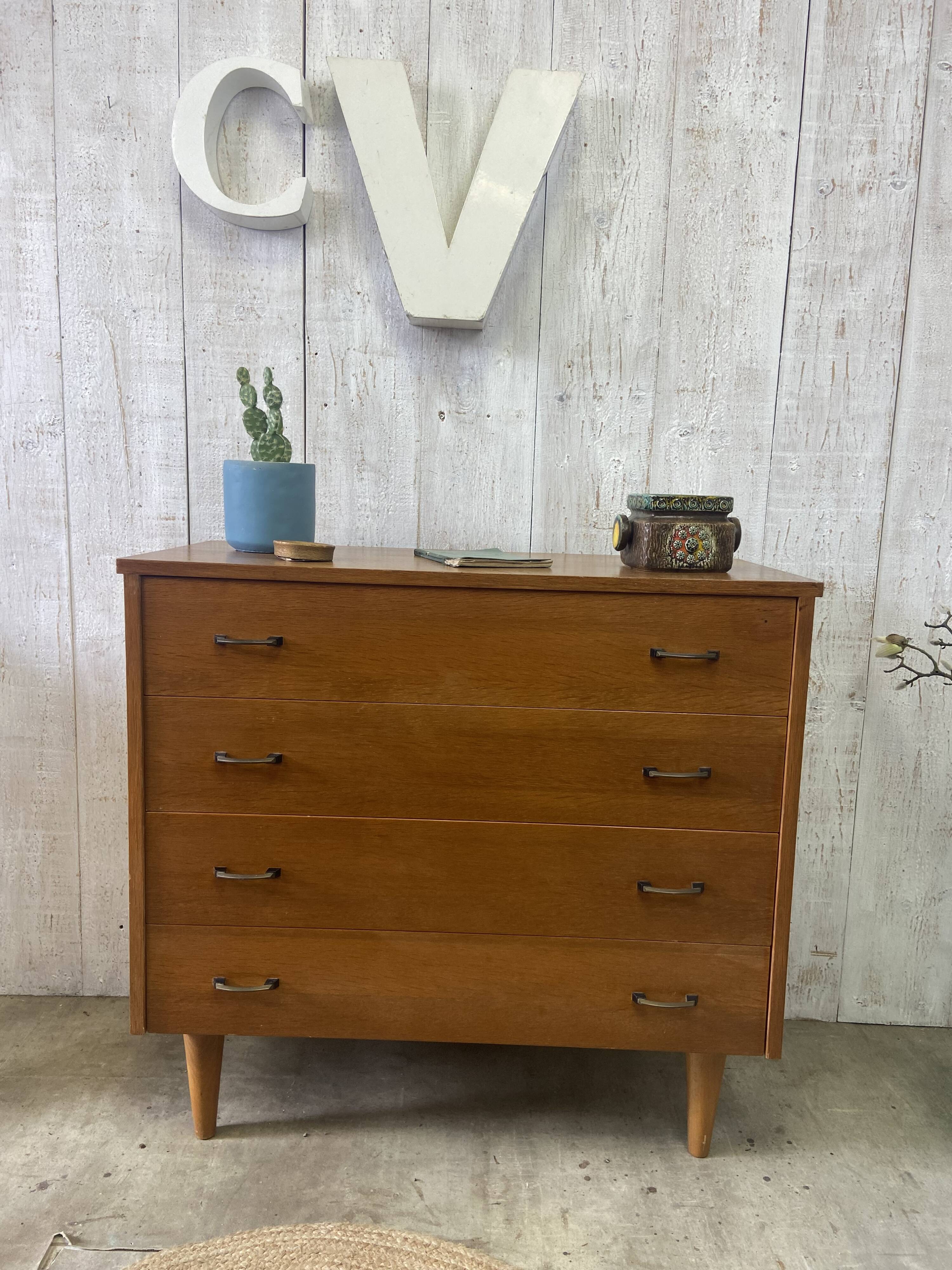 Vintage chest of drawers with conical legs