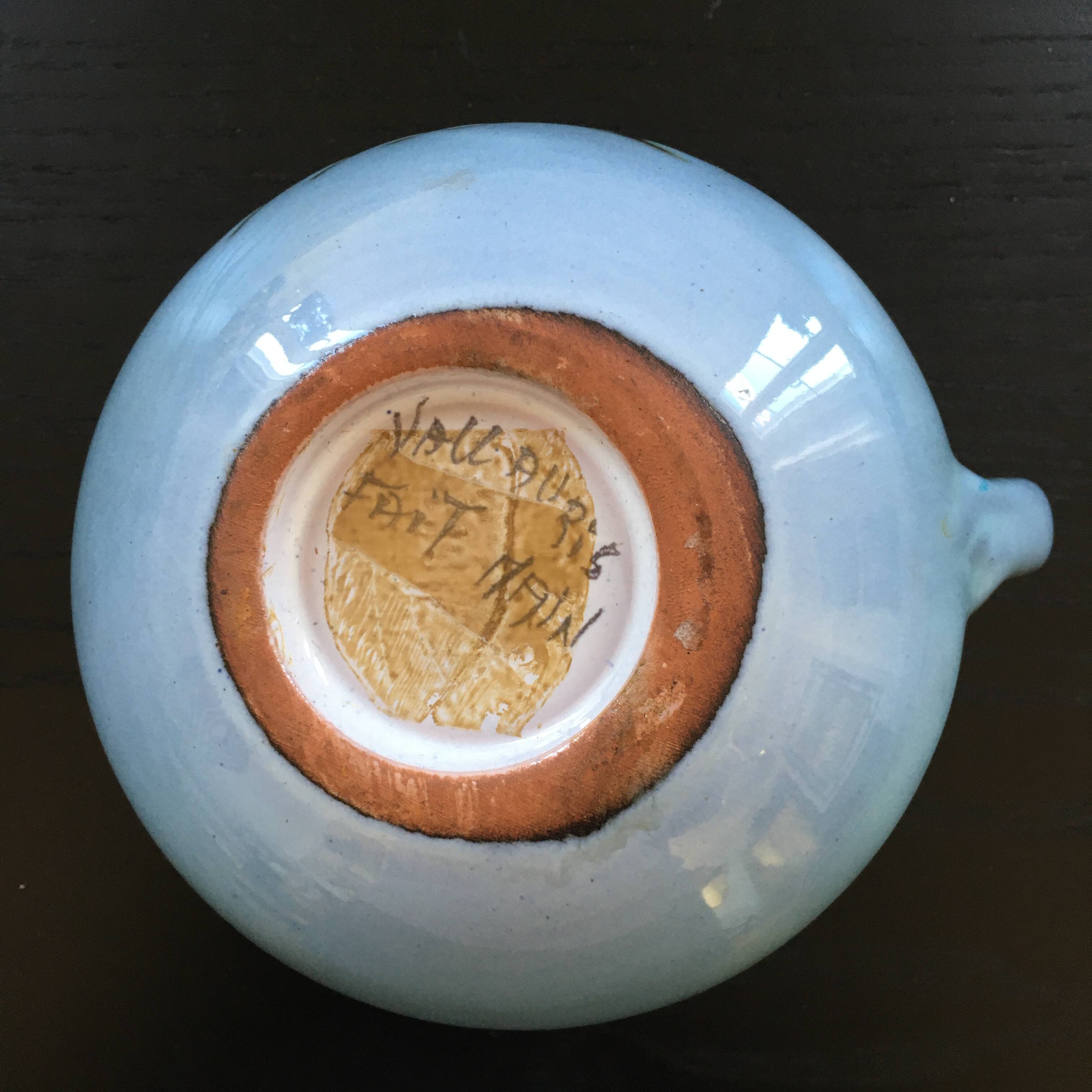 Vallauris pitcher with thistle decoration