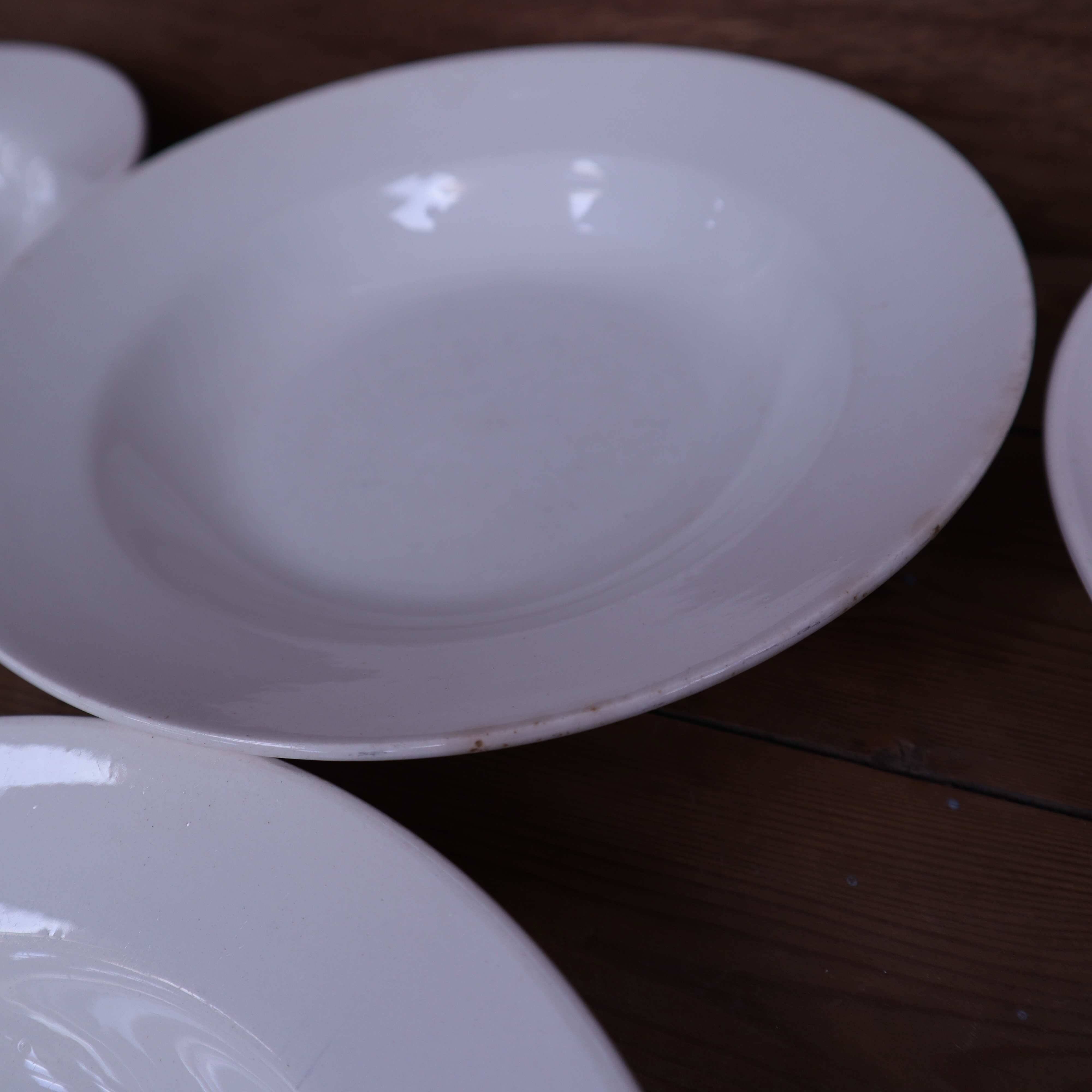 6 White Soup Plates, Digoin and St Amand Porcelain