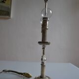 Bouillotte type lamp base in silver metal