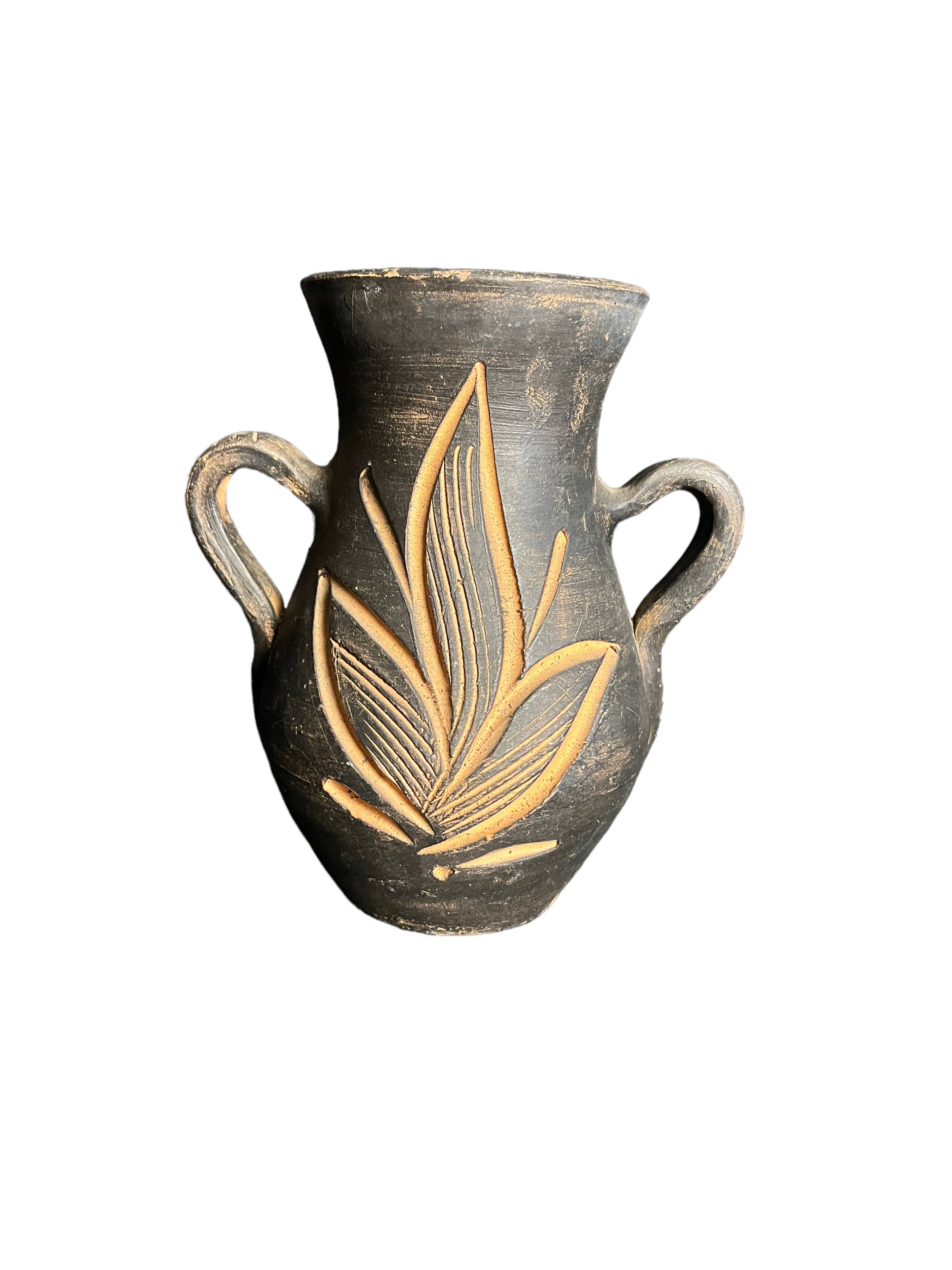 Vintage, brown terracotta vase circa 1970