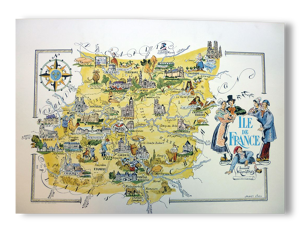 Carte de l'Ile de France dessinée