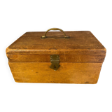 Old wooden box early 20th century market box with brass handle