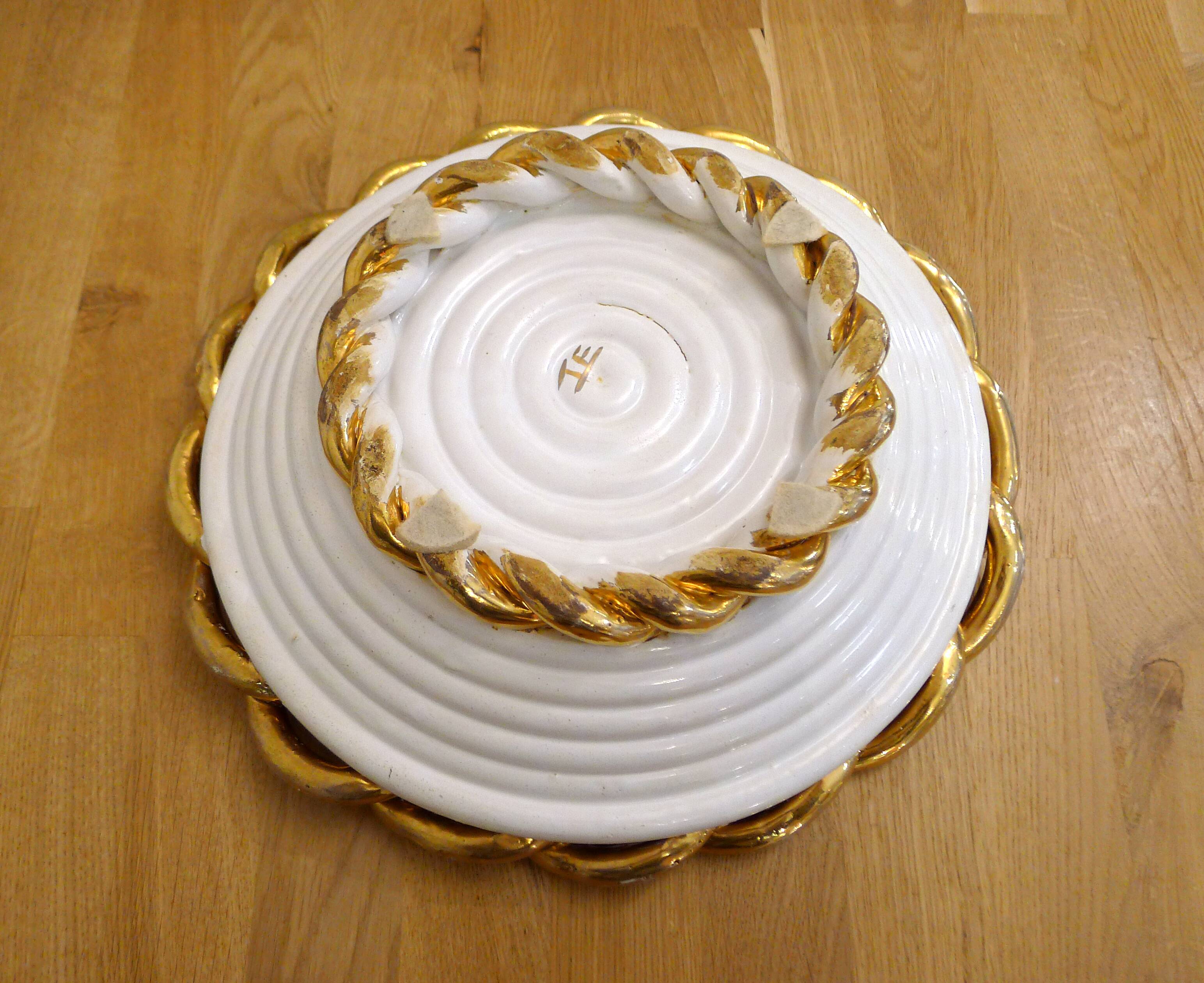 Woven coupe plate 1950s by E. Tessier