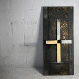 Coffee table, ceramic and steel plates, circa 1960.