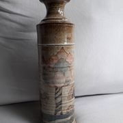 Vase vintage en grès au décor naif