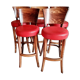 Lot de 5 tabourets hauts de bar bois et assise cuir