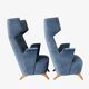 Paire de fauteuils italiens en velours bleu, 1950