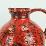 large 1960's VASE fohr-keramik model 490-30 black red relief decor fat lava