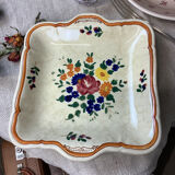 Plat ancien creux de forme carré avec anses made in france Longchamp