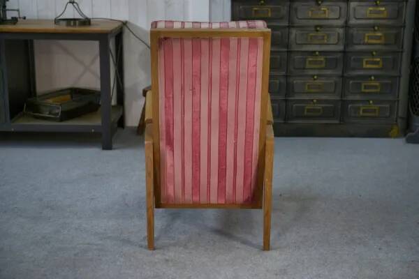 Fauteuil en chêne et velours 1940’s