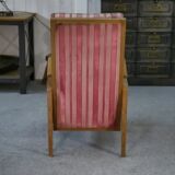 Fauteuil en chêne et velours 1940’s