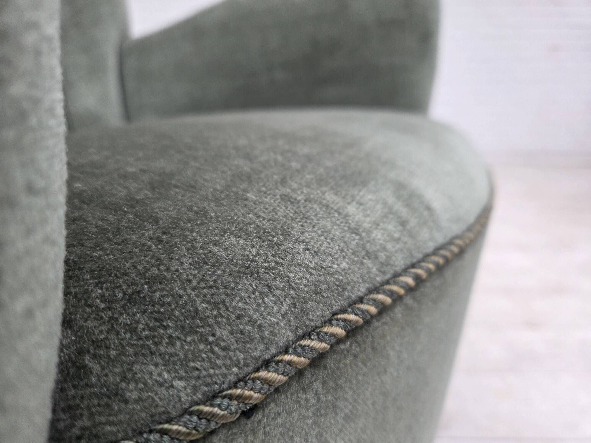 1960s, Danish highback relax chair, furniture velour, ash wood.