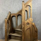 Gothic style church pulpit staircase in solid oak, 19th century