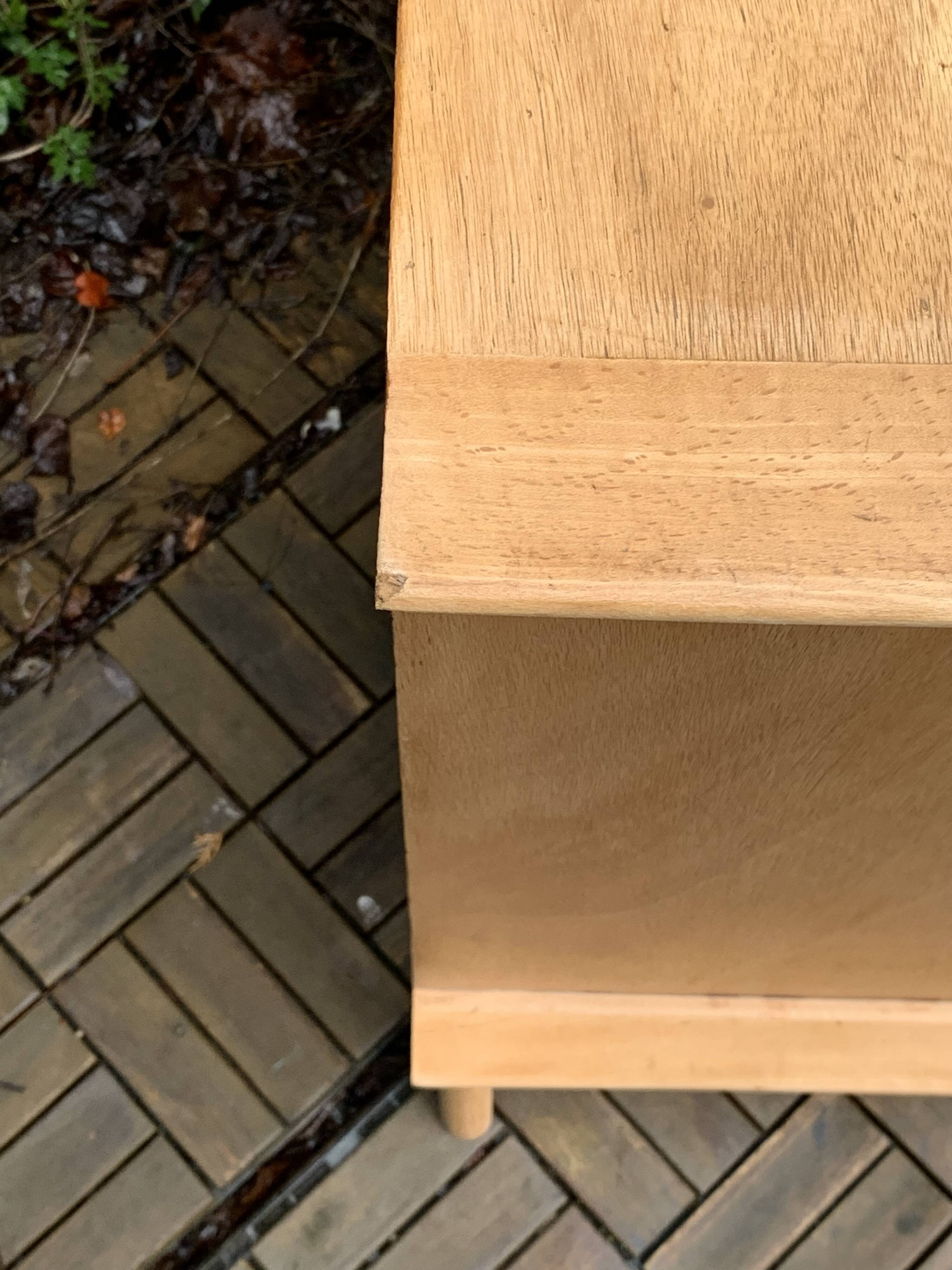 Vintage chest of drawers with compass feet, solid raw beech, 1960s