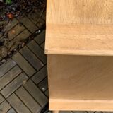 Vintage chest of drawers with compass feet, solid raw beech, 1960s