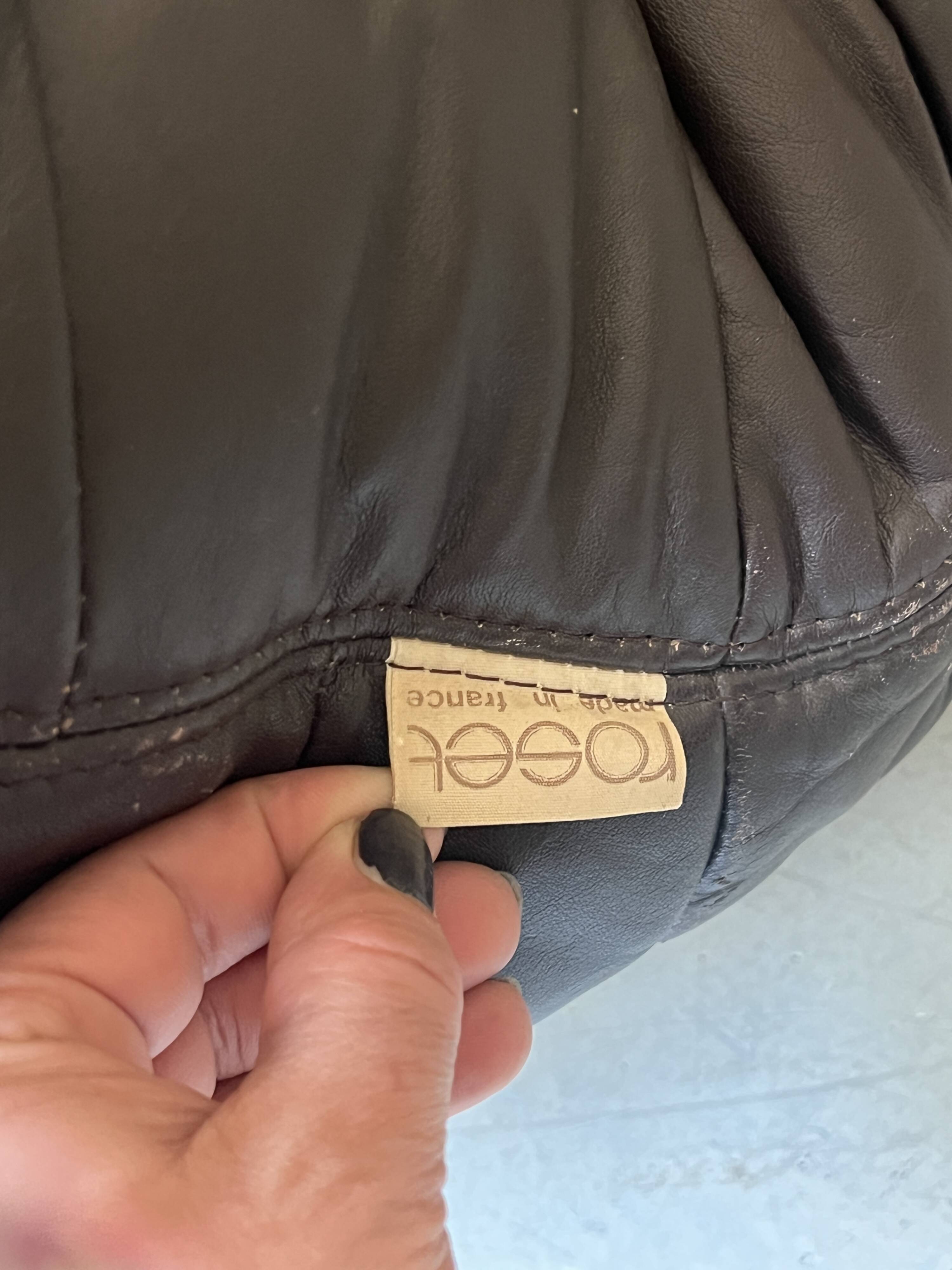 Marsala armchair in plexiglass & brown patchwork leather, Ligne Roset 1970