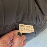 Marsala armchair in plexiglass & brown patchwork leather, Ligne Roset 1970