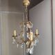 Louis xv bronze chandelier with crystal pendants 3 lights