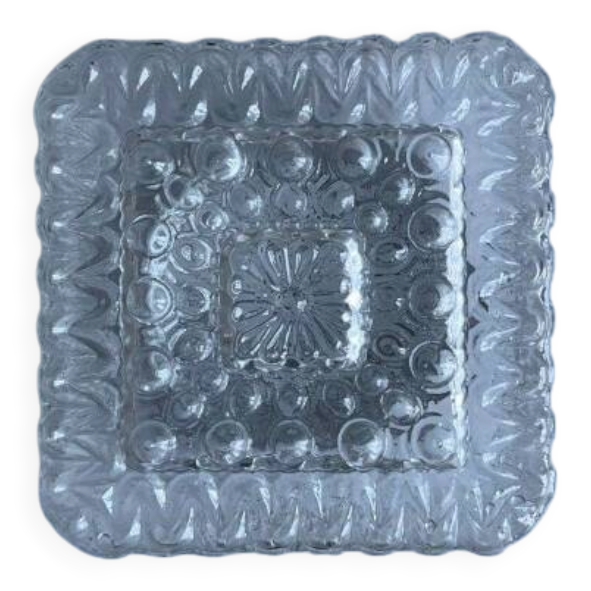 Square vintage moulded glass ceiling light fixture.