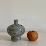 Jacques Blin "flower picker" vase in enameled ceramic with decorative frieze, signed under the base