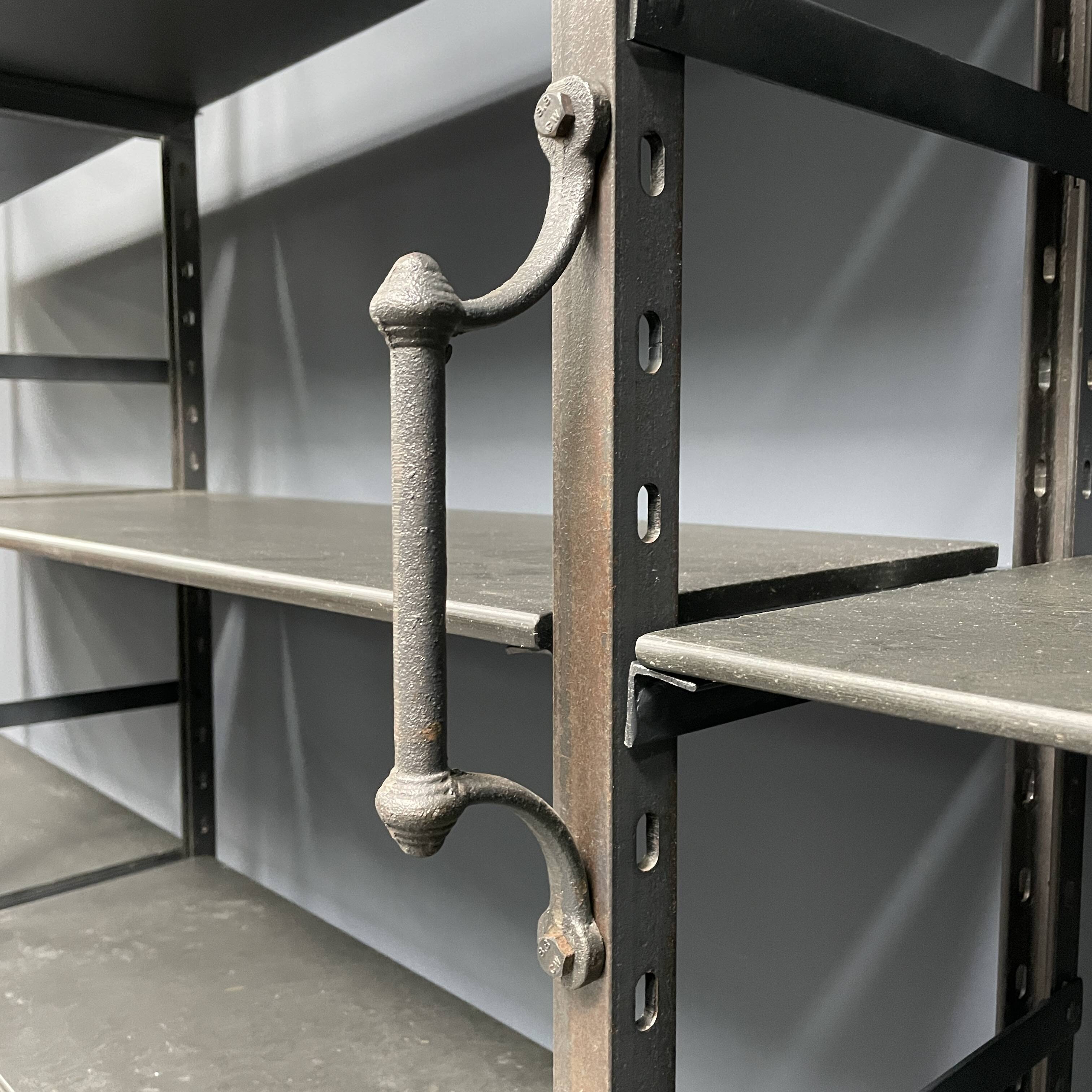 Industrial Iron Library Wall Shelving Cabinet