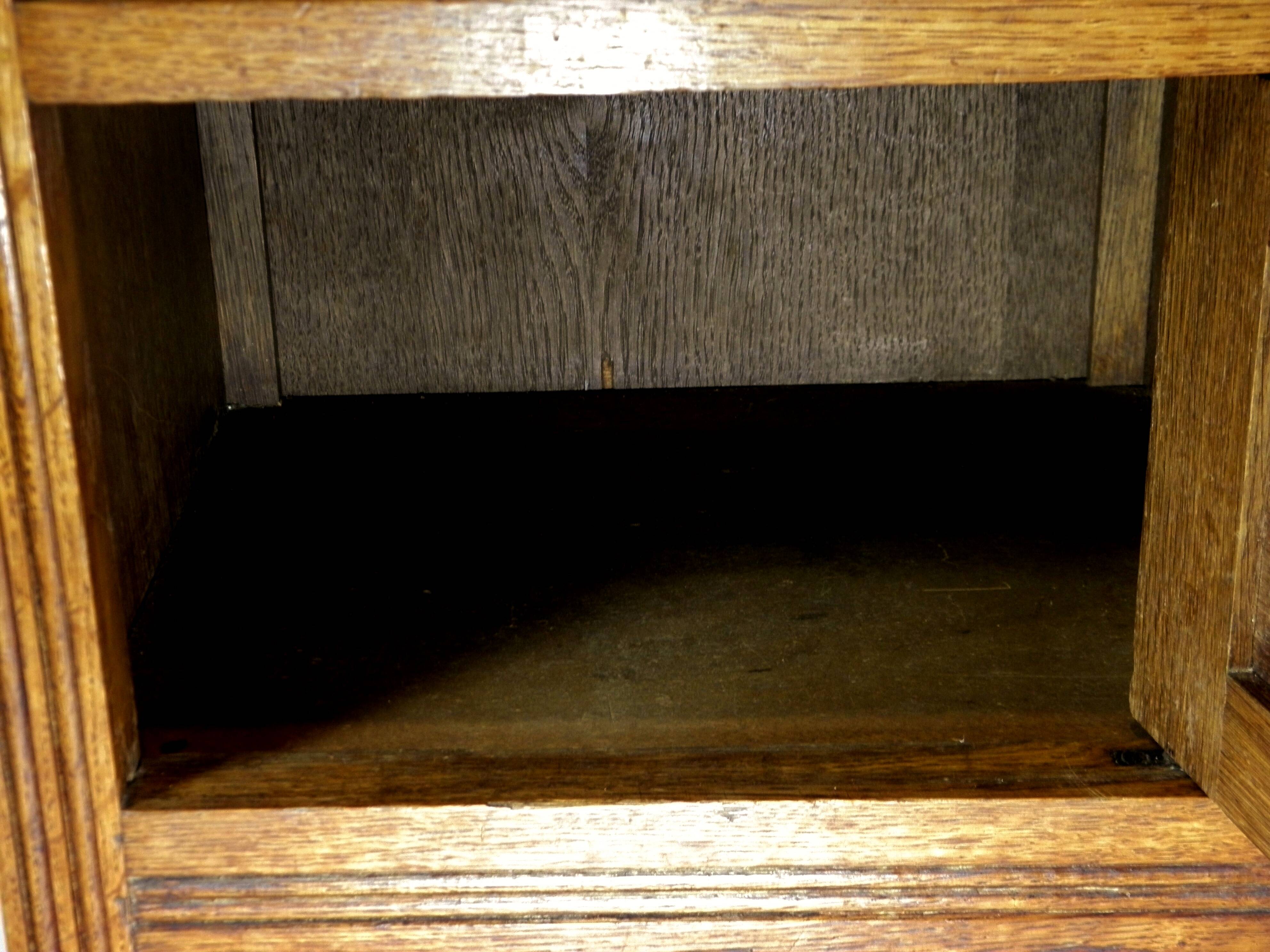 ART DECO OAK AND MARBLE BEDSIDE TABLE