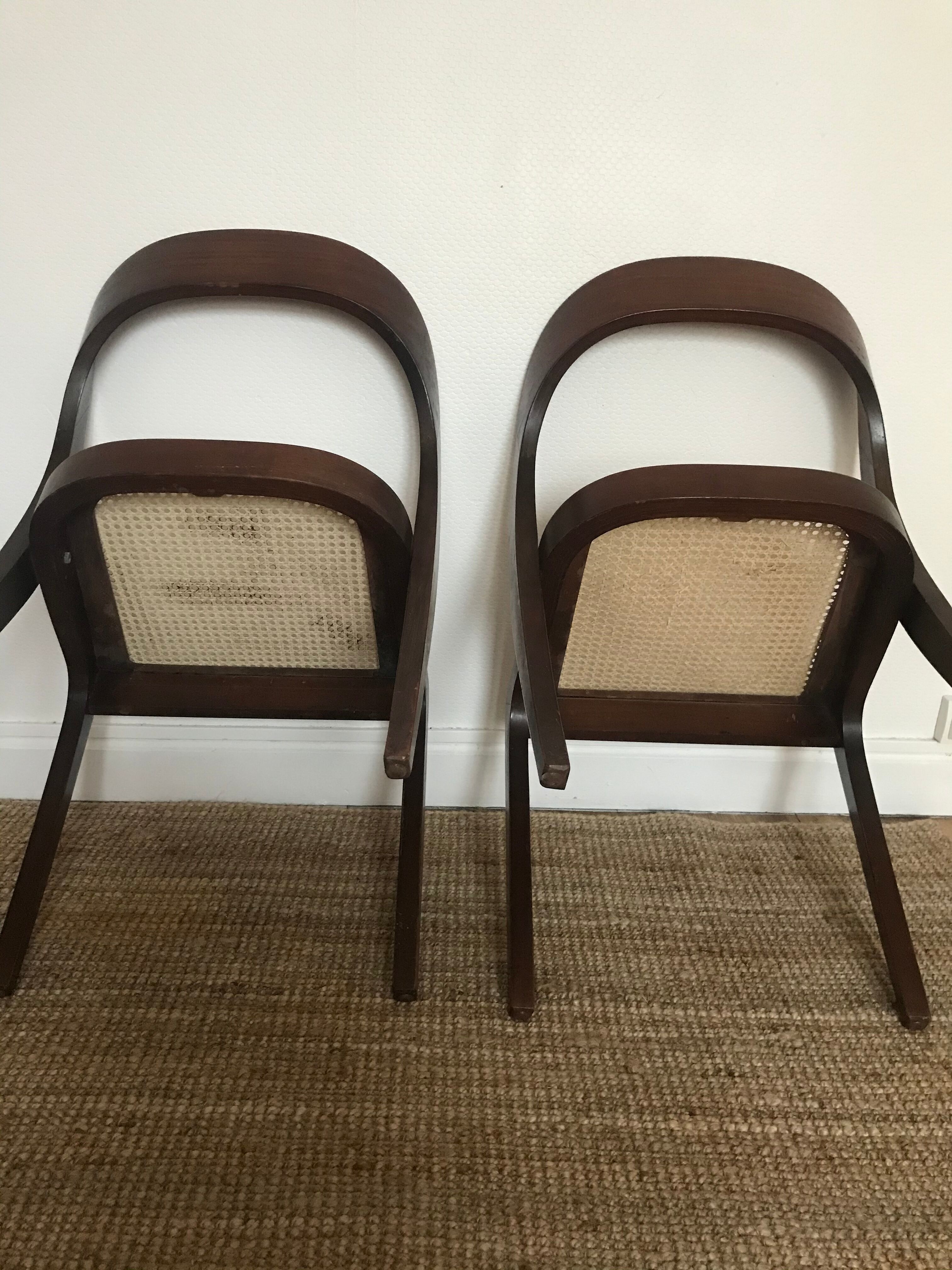 Pair of Baumann canne gondole chairs