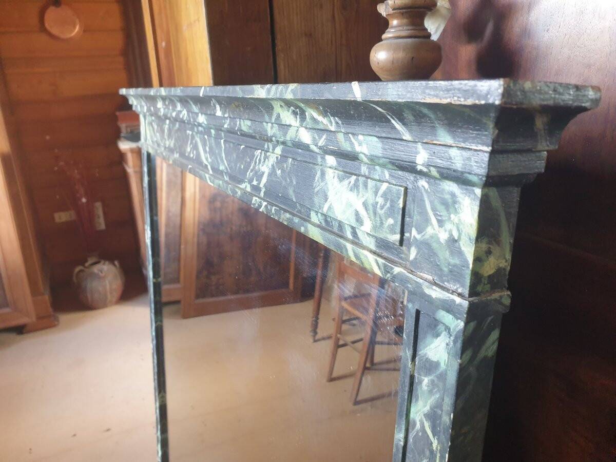 Large mirror - trumeau with a wooden frame imitating marble - 20th century