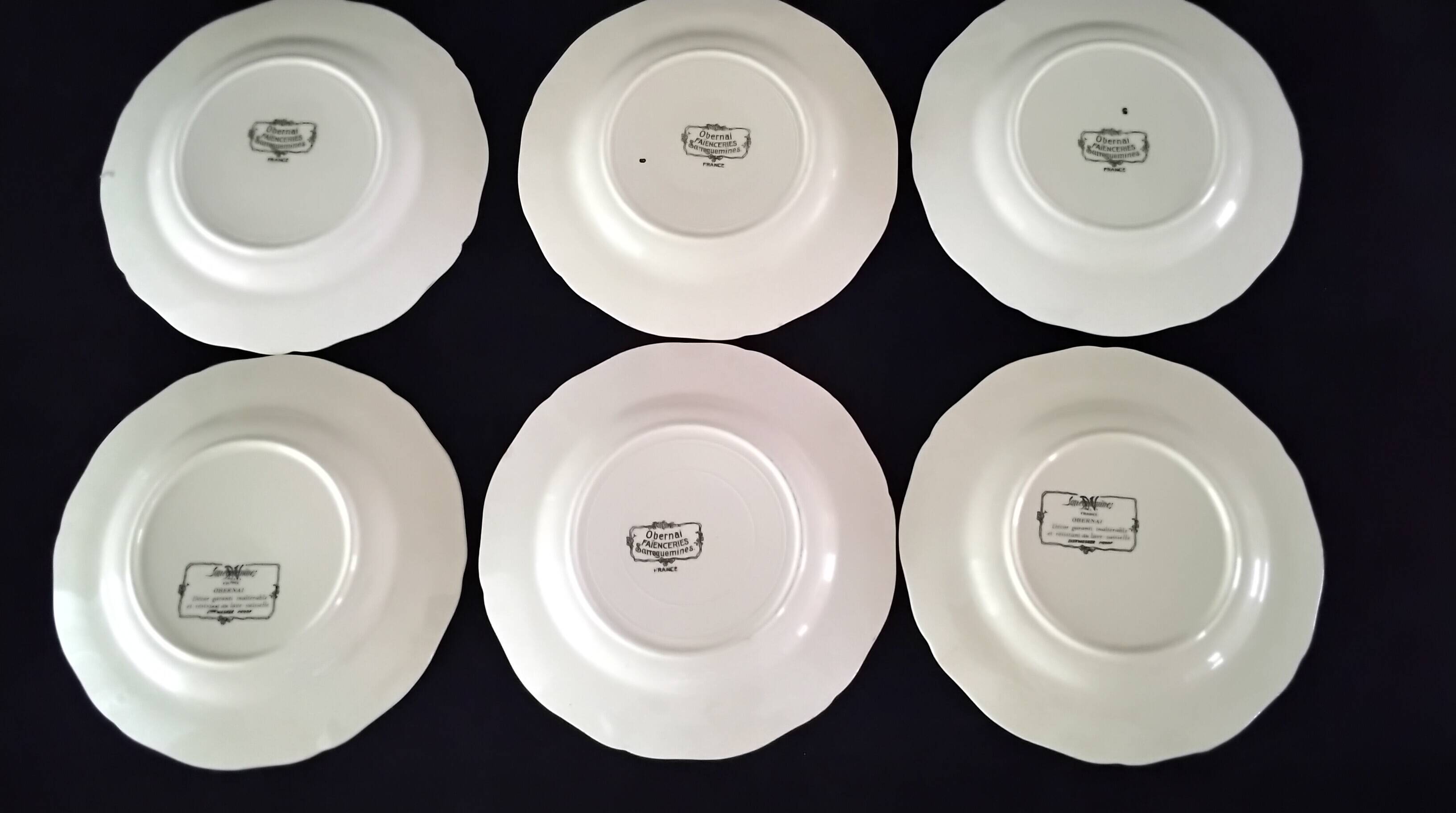 6 Sarreguemines earthenware dessert plates Model Obernai