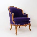 French bergere armchair - New mauve velvet upholstery