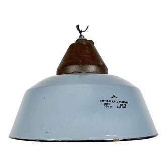 Industrial Grey Enamel and Cast Iron Pendant Light, 1960s