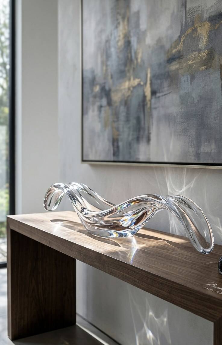Monumental "Wave" coupe by Baccarat in solid crystal - 64 cm