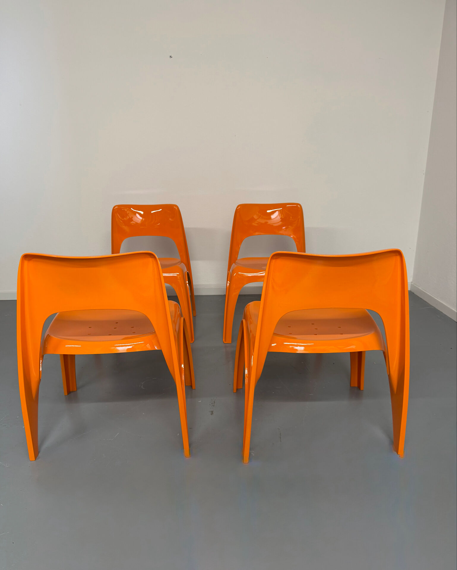 Table and 4 dining chairs designed by Preben Fabricius, Interplast, 1970s.