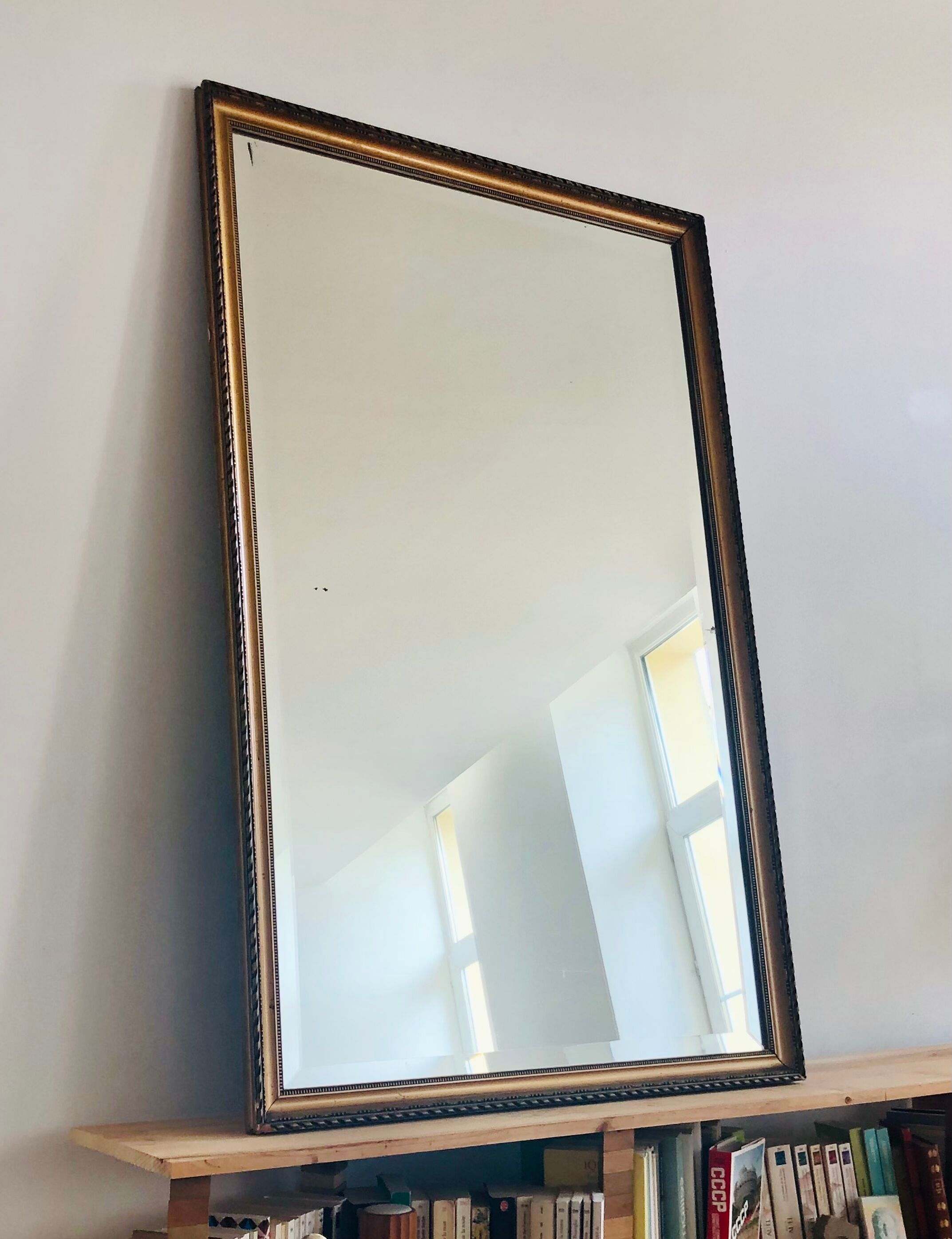 Old mirror in wood and gilded stucco, 114 x 93 cm