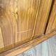 Vintage wooden desk with 1 drawer and 1 door.