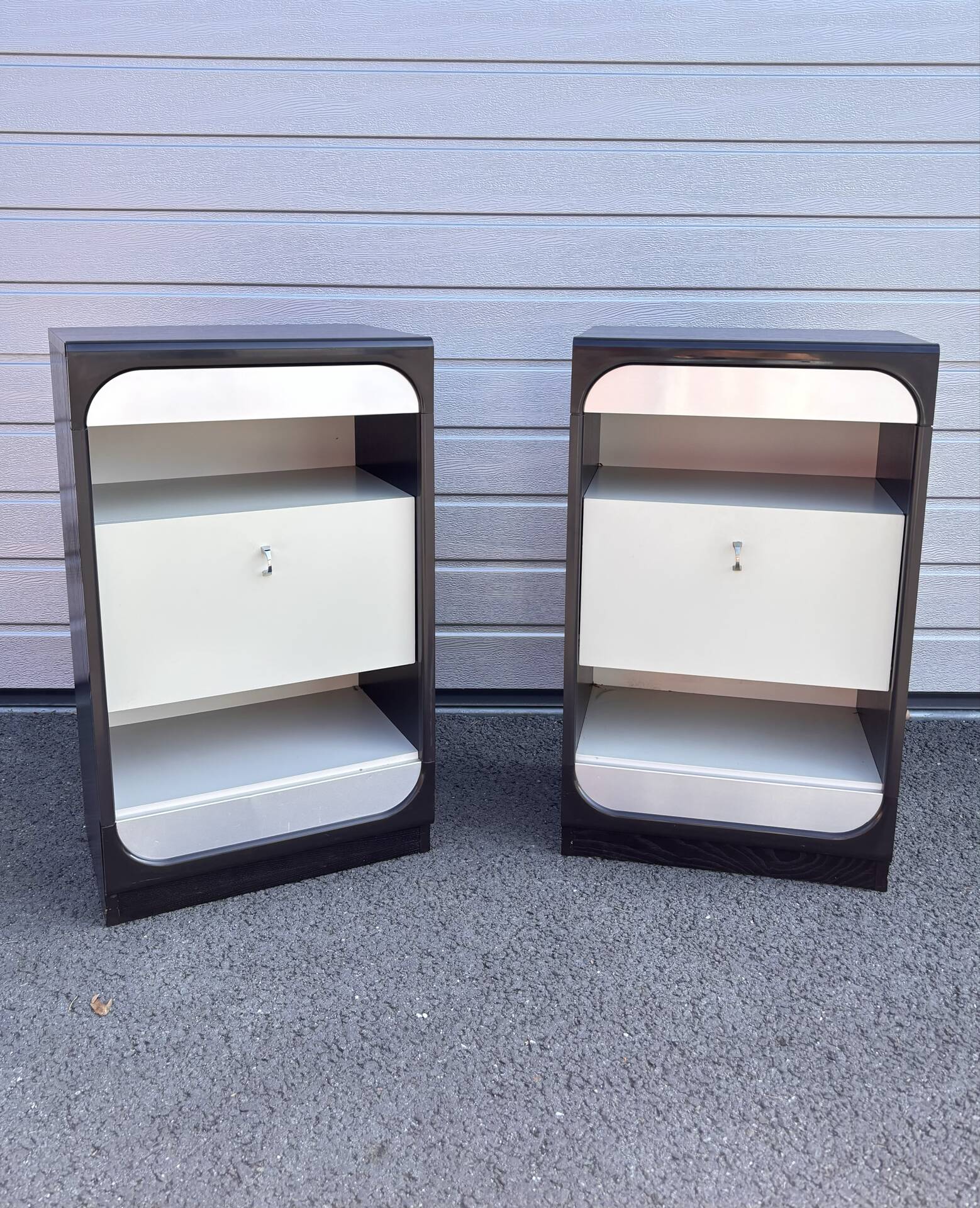 Pair of vintage Space Age bedside tables – Retro-futuristic design