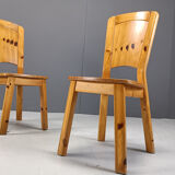 Vintage pine wood dining chairs - 1970s