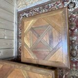 Table basse et bouts de canapés de style Louis XIII en parquet