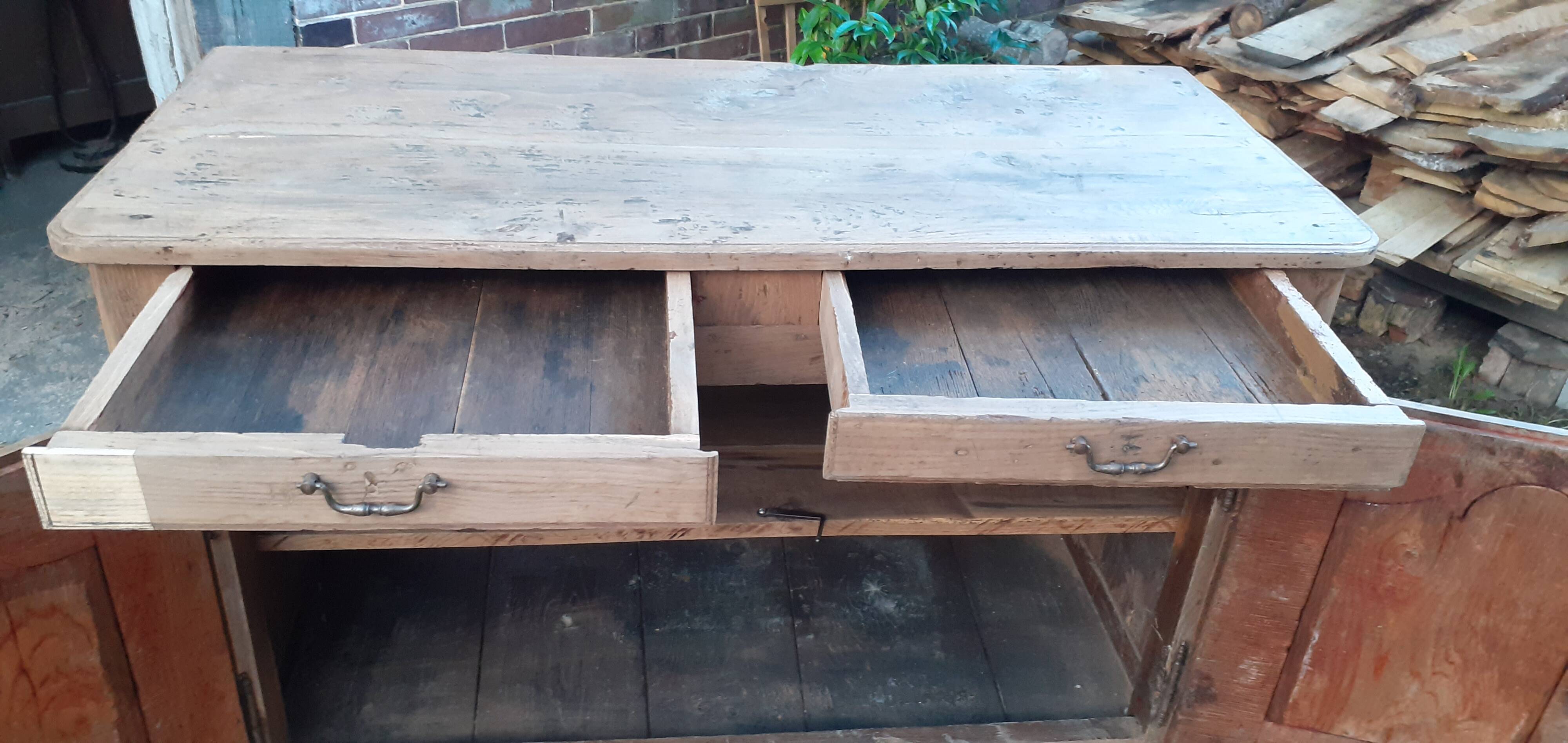 2-door, 2-drawer sideboard, old solid chestnut wood, raw wood