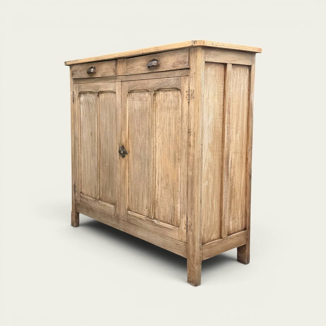 Antique patinated Parisian buffet with shell handles.
