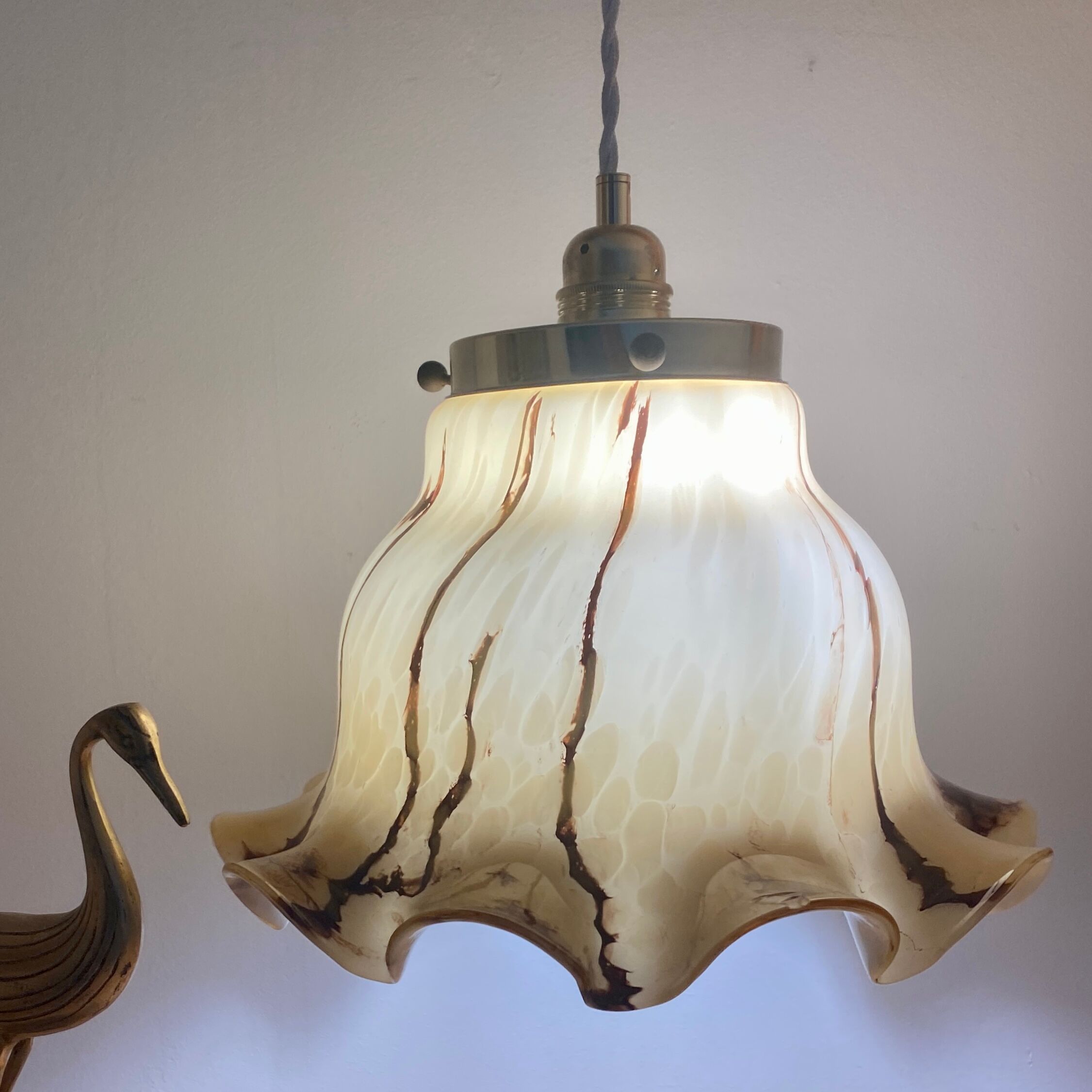 Suspension lamp xxl vintage glass clichy marbled effect