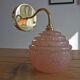 Vintage globe wall lamp in pink Clichy glass