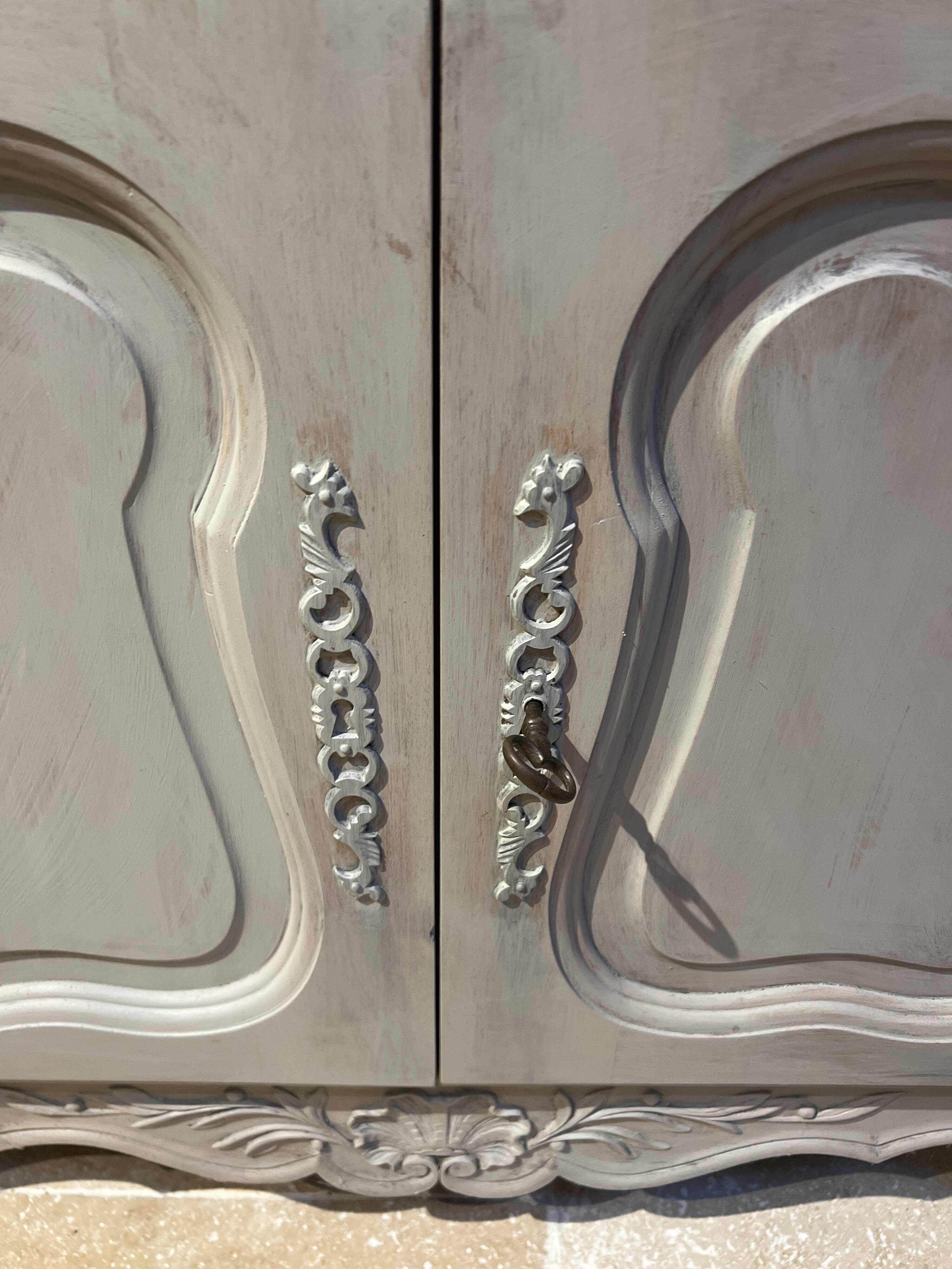 Magnificent Provençal secretary storage furniture made of solid wood with olives.