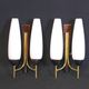 Pair of double brass and opaline sconces, Maison Arlus, France, Mid-Century