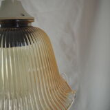 Striated tulip-shaped pendant light, in smoked glass